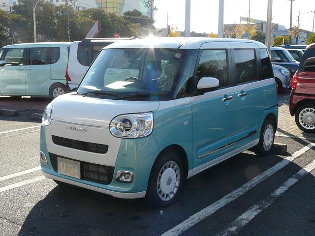 ムーヴキャンバス ストライプスG キーフリーシステム スモークガラス セキュリティアラーム 走行距離1km(9枚目)