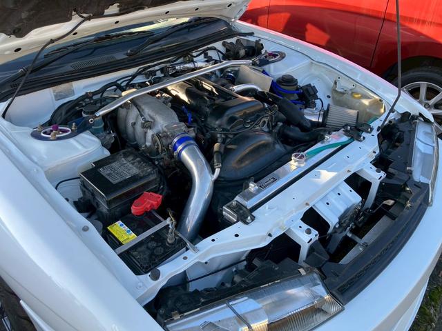 シルビア K’s 純正5速MT ターボ エアロ 純正パールオールペン ワンオフマフラー 車高調 momoステアリング BRIDEバケットシート エアクリ APEXi FCコマンダー ターボタイマー SSR17インチAW(28枚目)