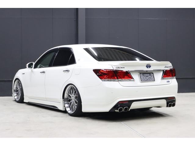 クラウンハイブリッド アスリートＳ　アドバンスドパッケージ特別仕様車　モデリスタ＆　ＴＲＤエアロ　モデリスタ４本出しマフラー　新品ロクサーニ深リム１９インチＡＷ　新品ＧＲＳフルタップ車高調　新品レザーハンドル　純正８型ＨＤＤナビＴＶ　ブルートゥース　ＨＩＤライト　ＬＥＤフォグ　ＥＴＣ（3枚目）