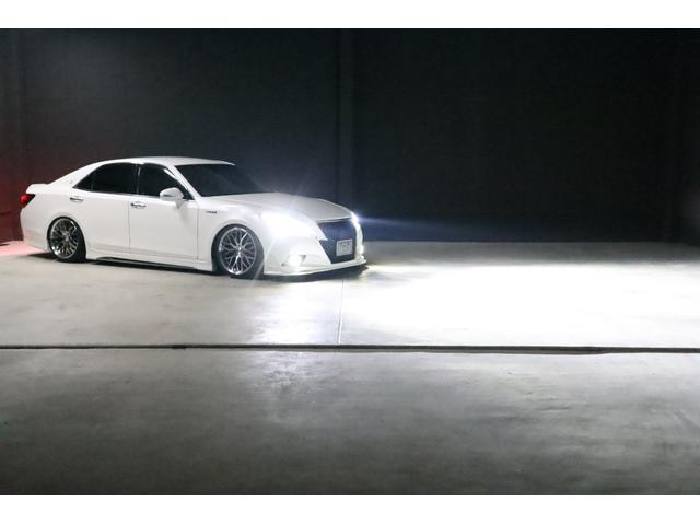クラウンハイブリッド アスリートＳ　アドバンスドパッケージ特別仕様車　モデリスタ＆　ＴＲＤエアロ　モデリスタ４本出しマフラー　新品ロクサーニ深リム１９インチＡＷ　新品ＧＲＳフルタップ車高調　新品レザーハンドル　純正８型ＨＤＤナビＴＶ　ブルートゥース　ＨＩＤライト　ＬＥＤフォグ　ＥＴＣ（8枚目）