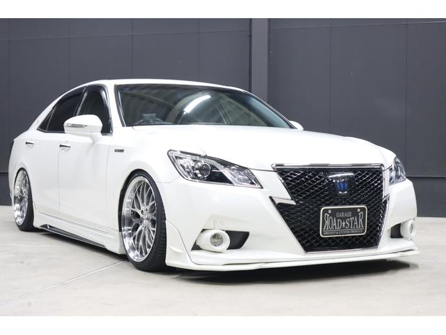 クラウンハイブリッド アスリートＳ　アドバンスドパッケージ特別仕様車　モデリスタ＆　ＴＲＤエアロ　モデリスタ４本出しマフラー　新品ロクサーニ深リム１９インチＡＷ　新品ＧＲＳフルタップ車高調　新品レザーハンドル　純正８型ＨＤＤナビＴＶ　ブルートゥース　ＨＩＤライト　ＬＥＤフォグ　ＥＴＣ（12枚目）