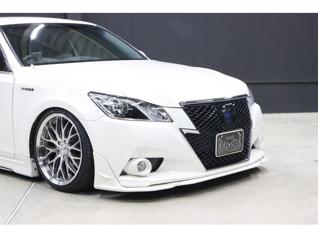 クラウンハイブリッド アスリートＳ　アドバンスドパッケージ特別仕様車　モデリスタ＆　ＴＲＤエアロ　モデリスタ４本出しマフラー　新品ロクサーニ深リム１９インチＡＷ　新品ＧＲＳフルタップ車高調　新品レザーハンドル　純正８型ＨＤＤナビＴＶ　ブルートゥース　ＨＩＤライト　ＬＥＤフォグ　ＥＴＣ（23枚目）