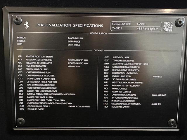 ４８８ピスタスパイダー 　カーボンエクステリア＆インテリア＆エンジンカバー　カーボンレーシングシート　サスペンションリフター　チタニウムエキゾースト　ダイアモンド鍛造２０ｉｎＡＷ　イエローキャリパー　イエローレブカウンター（37枚目）