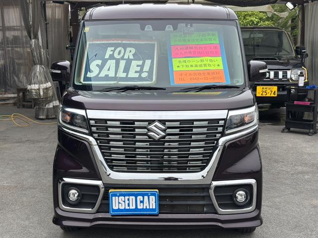 スペーシアカスタム ハイブリッドＧＳ　ワンオーナー　メモリーナビ　左パワードア　新車保証書　衝突軽減装置　コーナーセンサ　レーン逸脱警報　前後ドラレコ　クルーズコントロール　シートヒーター　フルエアロ　ＬＥＤヘッドライト　ＬＥＤフォグ　　オートハイビーム　純正１４ＡＷ　スマートキ（2枚目）