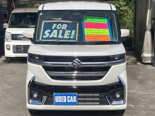 スペーシアカスタム ハイブリッドＧＳ　届出済未使用車／メモリーナビ　衝突軽減装置　左パワードア　新車保証書　コーナーセンサー　レーン逸脱警報　ＴＶ　クルーズコントロール　シートヒーター　電動Ｐブレーキ　ＬＥＤへッドライト　ＬＥＤフォグ　オートハイビーム　純正１４ＡＷ（2枚目）