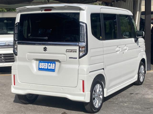 スペーシアカスタム ハイブリッドＧＳ　届出済未使用車／メモリーナビ　衝突軽減装置　左パワードア　新車保証書　コーナーセンサー　レーン逸脱警報　ＴＶ　クルーズコントロール　シートヒーター　電動Ｐブレーキ　ＬＥＤへッドライト　ＬＥＤフォグ　オートハイビーム　純正１４ＡＷ（6枚目）