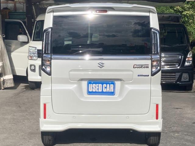 スペーシアカスタム ハイブリッドＧＳ　届出済未使用車／メモリーナビ　衝突軽減装置　左パワードア　新車保証書　コーナーセンサー　レーン逸脱警報　ＴＶ　クルーズコントロール　シートヒーター　電動Ｐブレーキ　ＬＥＤへッドライト　ＬＥＤフォグ　オートハイビーム　純正１４ＡＷ（7枚目）