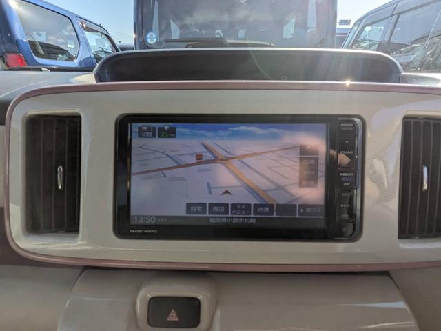 ムーヴキャンバス Ｘメイクアップ　ＳＡＩＩ　純正ＳＤナビ　衝突軽減ブレーキ　フルセグＴＶ　バックカメラ　Ｂｌｕｅｔｏｏｔｈ　ＤＶＤ再生　スマートキー　電格ミラー　オートライト　ＬＥＤフォグライト　ドアバイザー　アイドリングストップ　光軸調整ライト　集中ドアロック　ＡＢＳ（2枚目）