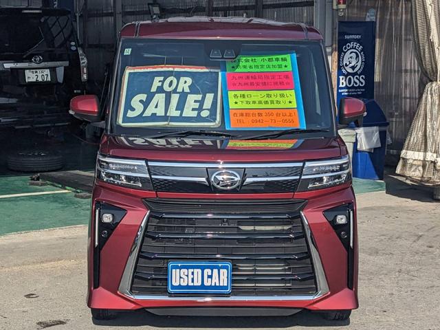 タント カスタムＸ　届出済未使用車　両側パワードア　衝突軽減ブレーキ　シートヒーター　ハーフレザーシート　コーナーセンサー　電動Ｐブレーキ　ＵＳＢ入力　ＬＥＤヘッドライト　オートハイビーム　レーン逸脱警報　スマートキー　ＬＥＤフォグ　電格ミラー　左右シートバックテーブル（4枚目）