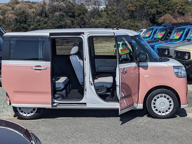 ムーヴキャンバス ストライプスX SDナビ 両側パワードア 衝突軽減ブレーキ TV コーナーセンサー ETC オートハイビーム レーン逸脱警報 オートライト 電格ミラー ドアバイザー プッシュスタート スマートキー 光軸調整ライト フロアマット CD ABS 横滑り防止装置(37枚目)