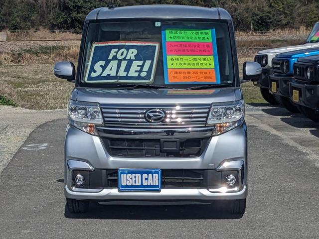 タント カスタムＸ　後期　左パワースライドア　ＬＥＤヘッドライト　オートライト　純正１４アルミホイール　電格ミラー　ドアバイザー　スマートキー２個　アイドリングストップ　フルフラットシート　ＬＥＤフォグライト　フロアマット　新車保証書　集中ドアロック　ＣＤ　ＡＢＳ（4枚目）