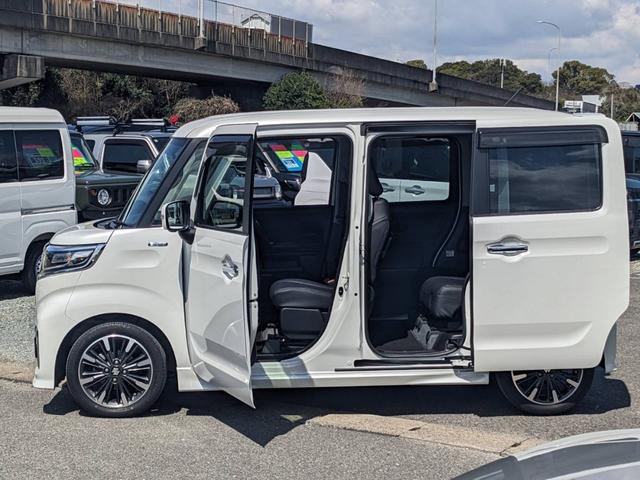 スペーシアカスタム ハイブリッドＸＳターボ　後期　衝突軽減ブレーキ　全方位カメラ　ドラレコ　革調シートカバー　ＨＵＤ　シートヒーター　クルコン　ＥＴＣ　純正１５ＡＷ　パドルシフト　ハーフレザーシート　ＬＥＤヘッドライト　オートハイビーム　コーナーセンサー　ＵＳＢ入力　パドルシフト（25枚目）