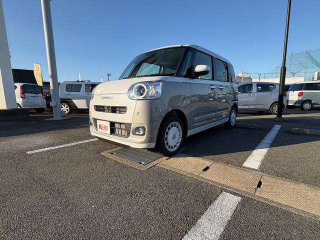 ムーヴキャンバス 　衝突軽減ブレーキ　両側電動スライドドア　シートヒーター　ＬＥＤヘッドライト　電子パーキングブレーキ　ブレーキホールド　ステアリングスイッチ　キーフリー　オートエアコン（7枚目）