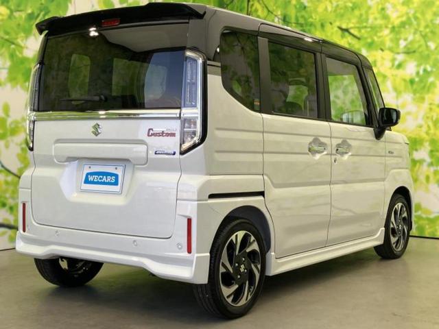 スペーシアカスタム ハイブリッドＸＳ　保証書／セーフティサポート（スズキ）／両側電動スライドドア／シートヒーター／車線逸脱防止支援システム／登録済未使用車／ヘッドランプ　ＬＥＤ／ＥＢＤ付ＡＢＳ／横滑り防止装置／アイドリングストップ　禁煙車（3枚目）