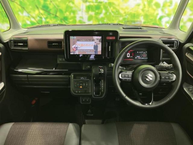 スペーシアカスタム ハイブリッドＸＳターボ　新品タイヤ／保証書／純正　９インチ　ＳＤナビ／セーフティサポート（スズキ）／両側電動スライドドア／シートヒーター　前席／全方位モニター用カメラ／車線逸脱防止支援システム／シート　ハーフレザー　ターボ（4枚目）
