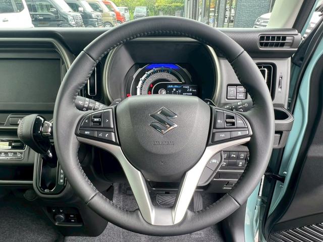 ハスラー タフワイルドターボ　禁煙車　スマートキー　レーダークルーズコントロール　レーンアシスト　衝突被害軽減システム　オートマチックハイビーム　シートヒーター　本革巻ステアリング　パドルシフト　１５インチ純正アルミホイール（60枚目）