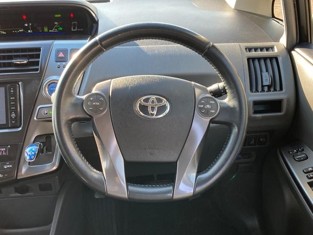 プリウスアルファ Ｓ　チューン　ブラック　ストラーダＳＤナビ　地デジ　Ｂｌｕｅｔｏｏｔｈ　バックモニター　革巻きハンドル　プッシュスタート　ＥＴＣ　純正１６ＡＷ（13枚目）