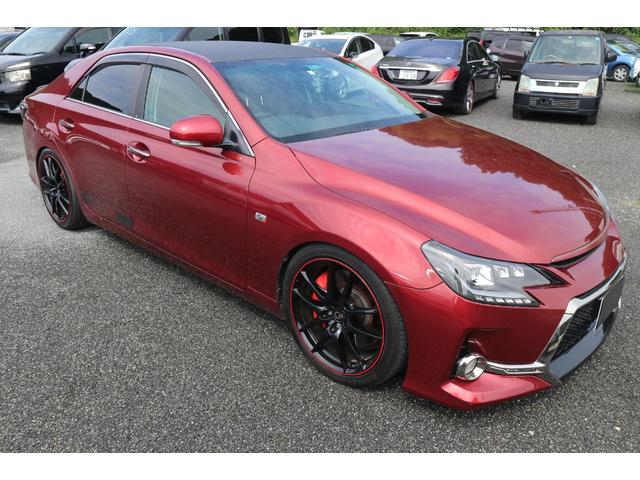 マークＸ ２５０Ｇ　Ｓパッケージ　Ｇ’ｓ　テイン車高調・社外３眼ヘッドライト・前後シーケンシャルウインカー・社外テール・マフラー・車検８年３月・ルーフカーボンラッピング・ローダウン・レッドキャリパー・（3枚目）