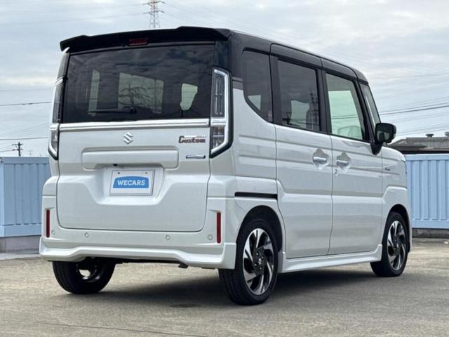 スペーシアカスタム ハイブリッドＸＳターボ　保証書／純正　９インチ　メモリーナビ／セーフティサポート（スズキ）／両側電動スライドドア／シートヒーター　前席／マルチテレインモニター／車線逸脱防止支援システム／シート　ハーフレザー　ターボ　禁煙車（3枚目）