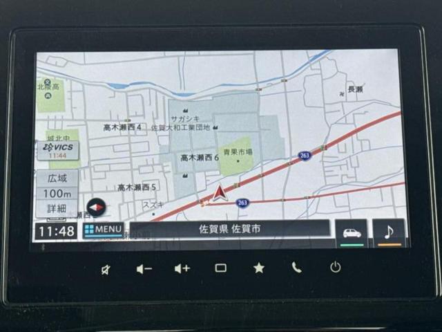 スペーシアカスタム ハイブリッドＸＳターボ　保証書／純正　９インチ　メモリーナビ／セーフティサポート（スズキ）／両側電動スライドドア／シートヒーター　前席／マルチテレインモニター／車線逸脱防止支援システム／シート　ハーフレザー　ターボ　禁煙車（9枚目）