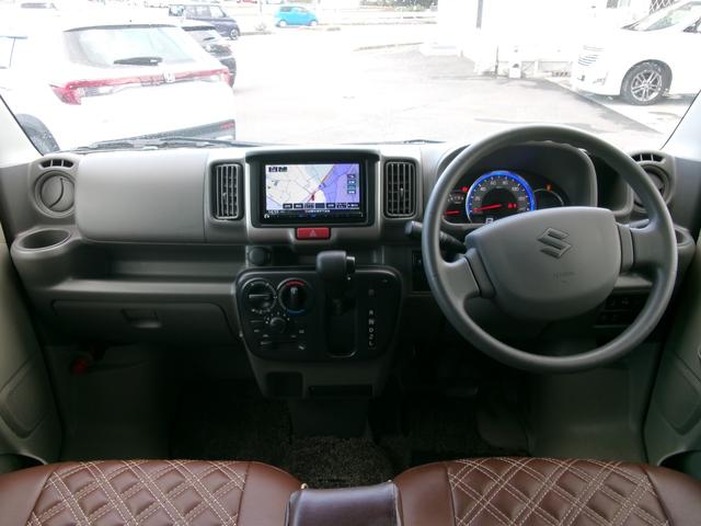 エブリイ ジョインターボ　社外ナビ　ＢＴ　フルセグ　Ｂカメラ　オートライト　ＡＣ　ＥＴＣ　クリアランスソナー　電格ミラー　衝突軽減ブレーキ　横滑り防止　車線逸脱防止装置　バンパーガード　リフトアップ　１４インチ社外アルミ（4枚目）