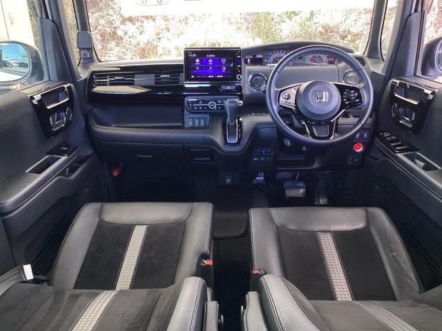 Ｎ－ＢＯＸカスタム ＥＸターボ　横滑り防止機能　シートヒー　衝突軽減システム　スマキ　ベンチシート　ＤＶＤ　地デジ　ＬＥＤヘッドライト　ＡＢＳ　サイドエアバック　エアバッグ　記録簿　盗難防止装置　ドライブレコーダー（2枚目）