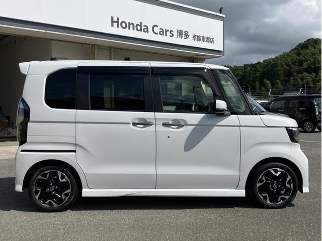 Ｎ－ＢＯＸカスタム Ｇ・ＥＸターボホンダセンシング　純正８型ナビ／前後ドラレコ／両側ＰＳＤ／助手席ロングスライドシート／Ｂカメラ／ＥＴＣ／１オーナー車　半革　電動格納ドアミラー　車線逸脱防止　ブルートゥースオーディオ　禁煙　Ｒカメ　前席シートヒーター（4枚目）