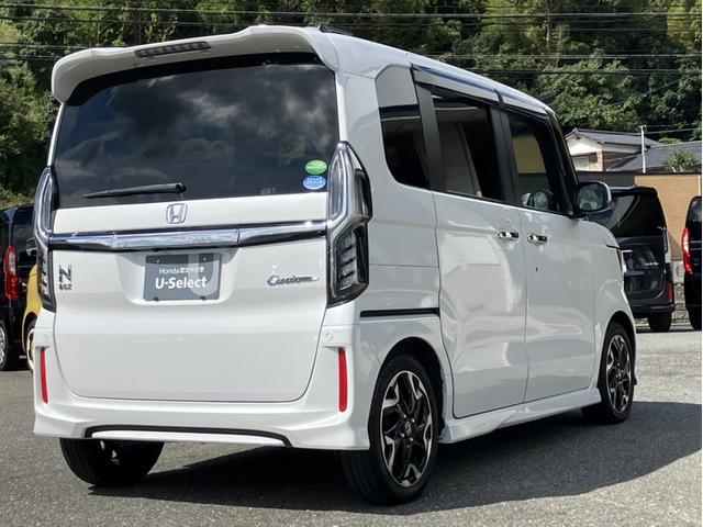 Ｎ－ＢＯＸカスタム Ｇ・ＥＸターボホンダセンシング　純正８型ナビ／前後ドラレコ／両側ＰＳＤ／助手席ロングスライドシート／Ｂカメラ／ＥＴＣ／１オーナー車　半革　電動格納ドアミラー　車線逸脱防止　ブルートゥースオーディオ　禁煙　Ｒカメ　前席シートヒーター（6枚目）
