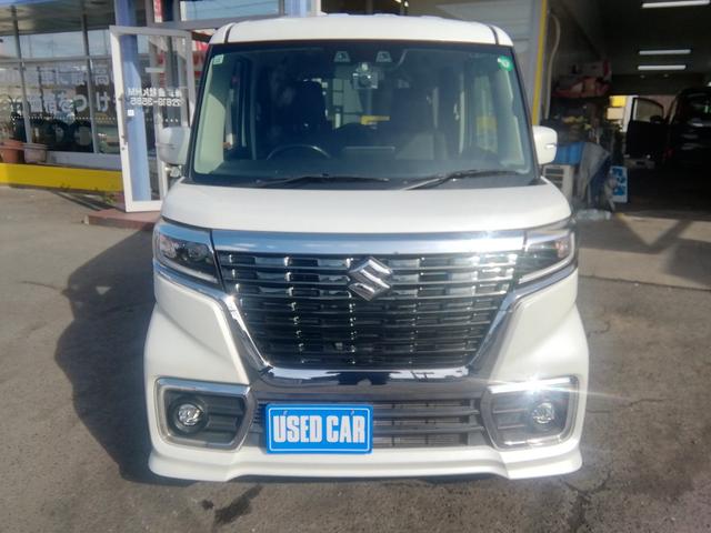 スペーシアカスタム ハイブリッドＸＳ　両側電動スライドドア　車線逸脱警報　パーキングアシスト　衝突軽減ブレーキ　横滑り防止　アイドリングストップ　ＳＤナビ　フルセグＴＶ　電動格納ミラー　クルーズコントロール　１５インチＡＷ　Ｐスタート（2枚目）