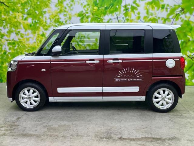 ムーヴキャンバス ストライプスＧターボ　保証書／スマートアシスト（トヨタ・ダイハツ）／両側電動スライドドア／シートヒーター　前席／車線逸脱防止支援システム／ヘッドランプ　ＬＥＤ／ＥＢＤ付ＡＢＳ／横滑り防止装置／アイドリングストップ（2枚目）