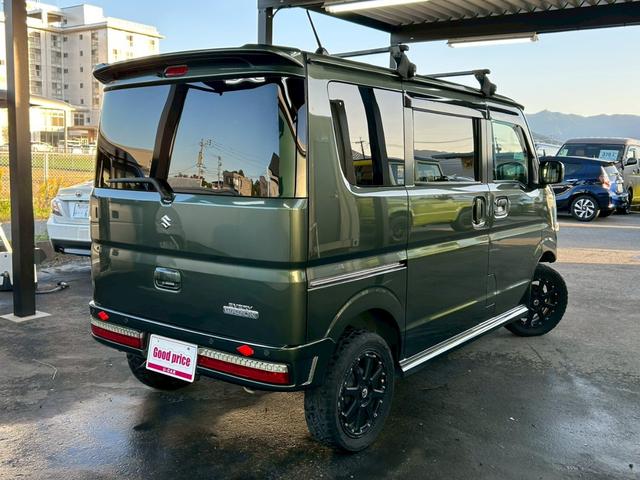 エブリイワゴン ＰＺターボ　リフトアップ　１５インチＡＷ　社外バンパー　アンダーガード　ルーフキャリア　衝突軽減ブレーキ　車線逸脱警報　オートハイビーム　電動スライドドア　ナビ　前後ドラレコ　スマートキー　ＥＴＣ　シートヒーター（6枚目）