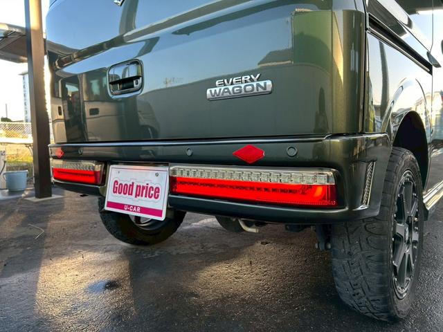 エブリイワゴン ＰＺターボ　リフトアップ　１５インチＡＷ　社外バンパー　アンダーガード　ルーフキャリア　衝突軽減ブレーキ　車線逸脱警報　オートハイビーム　電動スライドドア　ナビ　前後ドラレコ　スマートキー　ＥＴＣ　シートヒーター（11枚目）