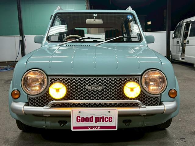 パオ ベースグレード　ブラウンレザー調シートカバー　純正オーディオ　エアコン　パワステ　メタルルーフ　ルーフレール　フォグランプ　タイミングベルト交換済み　修復歴無し　車検整備付き（9枚目）