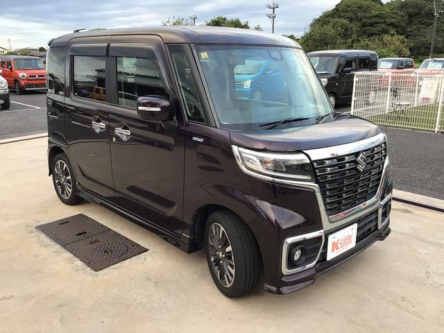 スペーシアカスタム ハイブリッドＸＳ　両側電動スライドドア　衝突軽減ブレーキ　２ＤＩＮオーディオ　スマートキー　車線逸脱防止装置　シートヒーター　ＥＣＳ　クリアランスソナー　サーキュレーター　ＬＥＤヘッドライト（3枚目）