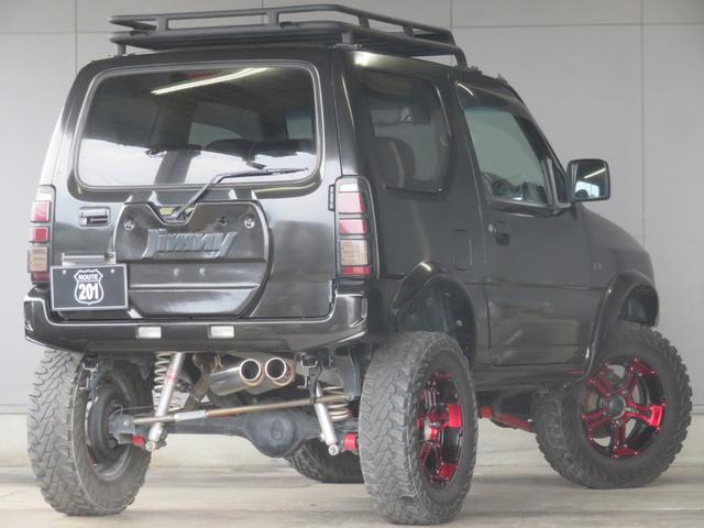 ジムニー XC 新品ルーフラック+Hライト RAYSデイトナFDX-J+ジオランダーMT 3インチリフトUP ブラックM全塗装修復歴軽度 LEDテール FRPボンネット SDナビDVDフルセグBluetoothETC(2枚目)