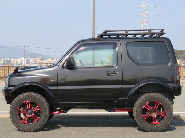 ジムニー XC 新品ルーフラック+Hライト RAYSデイトナFDX-J+ジオランダーMT 3インチリフトUP ブラックM全塗装修復歴軽度 LEDテール FRPボンネット SDナビDVDフルセグBluetoothETC(12枚目)