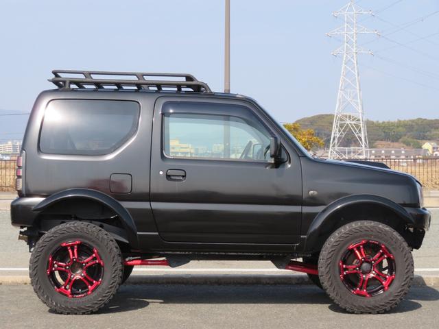 ジムニー XC 新品ルーフラック+Hライト RAYSデイトナFDX-J+ジオランダーMT 3インチリフトUP ブラックM全塗装修復歴軽度 LEDテール FRPボンネット SDナビDVDフルセグBluetoothETC(13枚目)