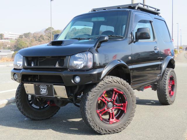 ジムニー XC 新品ルーフラック+Hライト RAYSデイトナFDX-J+ジオランダーMT 3インチリフトUP ブラックM全塗装修復歴軽度 LEDテール FRPボンネット SDナビDVDフルセグBluetoothETC(14枚目)