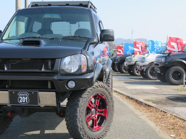 ジムニー XC 新品ルーフラック+Hライト RAYSデイトナFDX-J+ジオランダーMT 3インチリフトUP ブラックM全塗装修復歴軽度 LEDテール FRPボンネット SDナビDVDフルセグBluetoothETC(43枚目)