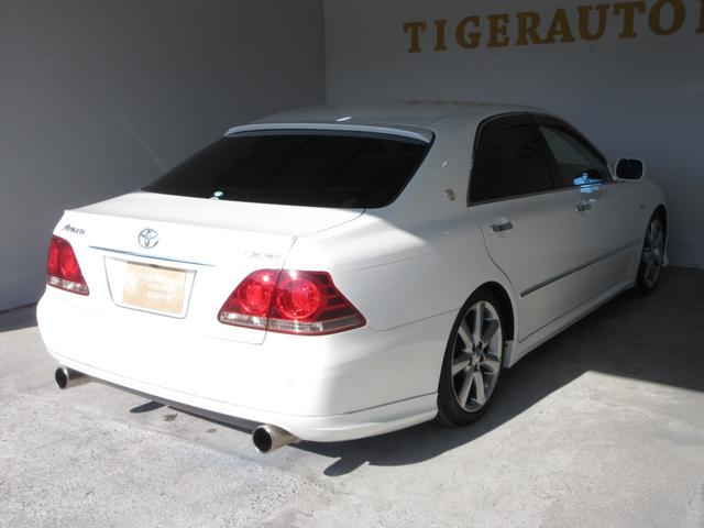 クラウン アスリート プレミアムエディション 後期 車高調 社外マフラー スマートキー プッシュスタート HDDナビ フルセグ CD Mサーバー バックカメラ ETC クルコン HID フォグ パワーシート ソナー 取説 18AW Tチェーン(9枚目)