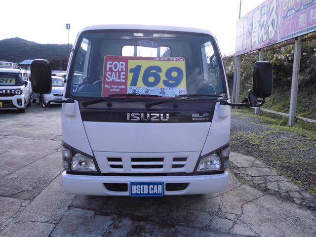 エルフトラック 　平ボデー　標準キャブ　ロングボデー　スムーサーシフト　ロープ穴　あおり上アルミ張り　エアコン　パワステ　パワーウインド　ボデー内寸長さ４３０ｃｍ　幅１８０ｃｍ（3枚目）