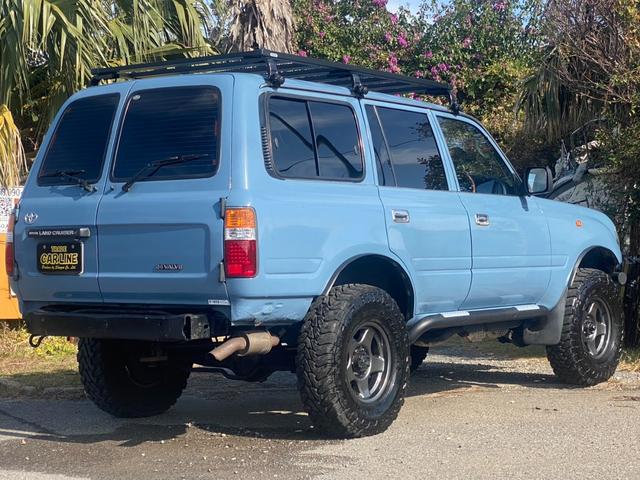 ランドクルーザー80 VX 社外ウッドステアリング ブラッドレーアルミ ルーフキャリア 角目4灯ヘッドライト 3インチリフトアップ 社外ナビ バックカメラ 観音開き 1ナンバー(3枚目)