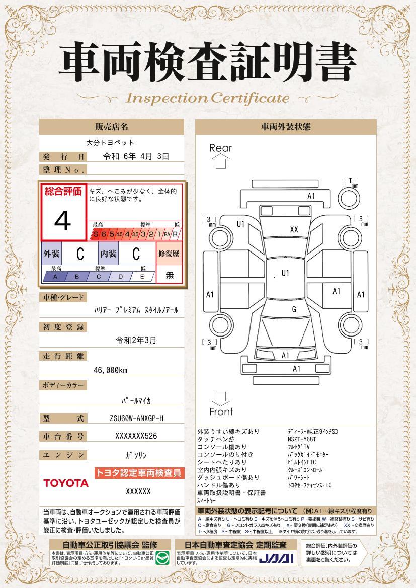 車両状態評価書