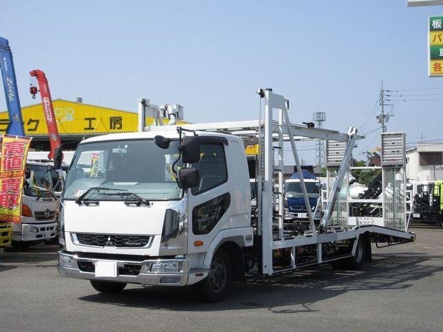 ファイター 三菱ふそう アジア工業 キャリアカー普通車２台 ミニバン 軽自動車３台積み油圧式リヤゲート 縛装置下段内寸 長７４００ 幅２１１０ 上段内寸 長４２００ 幅２１１０ キャビンメッキパーツ付き 福岡県 アジア工業 キャリアカー普通車２台 ミニバン