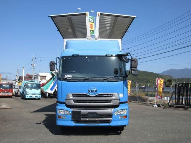 クオン 　三菱菱重油圧式冷凍ユニット矢野特殊自動車冷凍ウイング　床キーストン　ラッシングレール２段　　内フック断熱材（天井・前）７５ｍｍ（ウイング羽）３５ｍｍ（アオリ）３０ｍｍ　（床・観音扉）５０ｍｍ（21枚目）