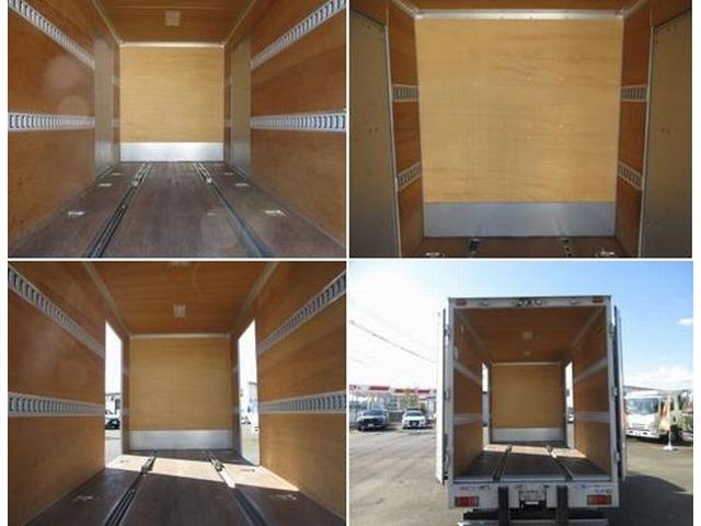 エルフトラック 　アルミバン　フルフラットロー　床板張り　左右サイドドア（スライド式）　ラッシングレール　内フック　ジョロダーレール　リヤドア４枚開き荷台内寸／長３３３０幅１６６０高１８２０（15枚目）