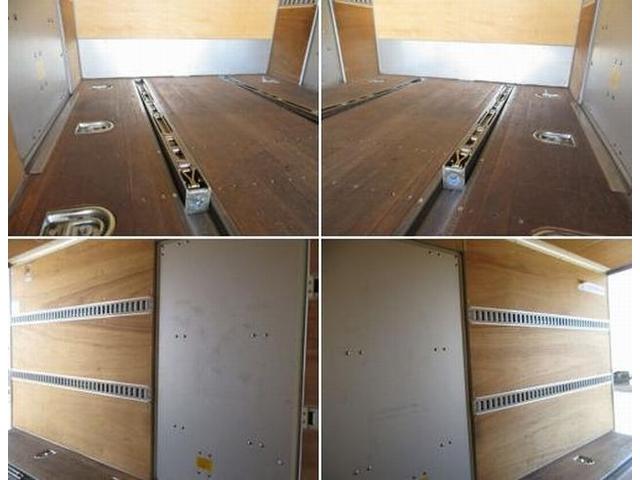 エルフトラック 　アルミバン　フルフラットロー　床板張り　左右サイドドア（スライド式）　ラッシングレール　内フック　ジョロダーレール　リヤドア４枚開き荷台内寸／長３３３０幅１６６０高１８２０（16枚目）