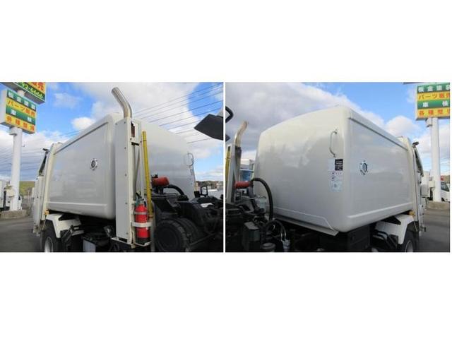 ヒノレンジャー 　上物新明和製回転板式パッカー車　容積６．４立米　汚水タンク付き　スペア吊り欠　連続切り替えスイッチ付き　緊急停止ボタン及び緊急停止スイッチ付き　オートマ　床後方鉄板２重張り（13枚目）