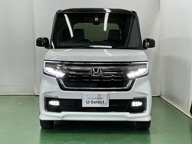 N-BOXカスタム L ナビ Rカメラ ブルートゥース フルセグTV 両席電動スライドドア Pソナー サイドエアバッグ Aストップ シートヒータ ベンチシート 点検記録簿 キーフリーシステム LEDライト リアカメ AC(6枚目)