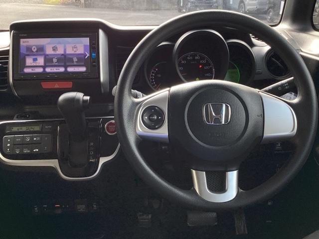 N-BOX GSSパッケージ ETC/純正ナビ/バックモニター Iストップ 両側スライド片側電動ドア ダブルエアバック TVナビ 点検記録簿 イモビ 1セグTV 前席シートヒーター スマートキー&プッシュスタート ベンチシ-ト(3枚目)